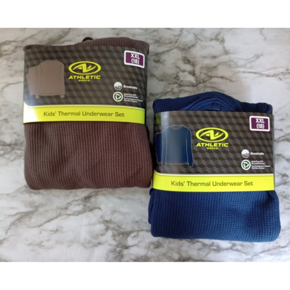 (Bundle) 2 NWT Athletic Works Thermal Long Sleeve Pants Sets Size XXL 18